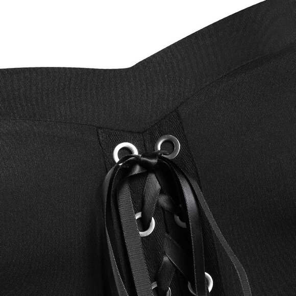 Women's Gothic Punk Cold Shoulder Butterfly Sleeve Christmas Cosplay Party Dress - Picture 5 of 5